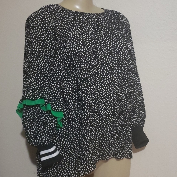 TIBI MARTINE RUFFLE POLKA DOT BLOUSE - Picture 4 of 11